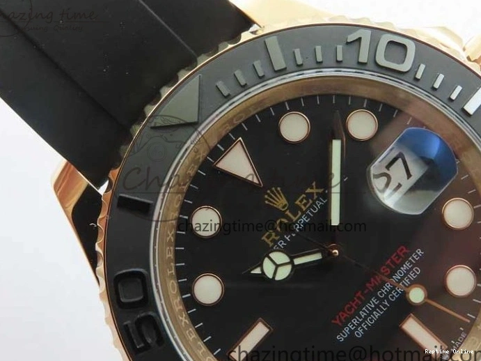 0405 Yacht-Master 126655 RG 3EF 1:1 Best Edition Black Ceramic Bezel on Black Rubber Strap VS Reliable 2488